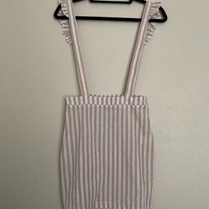 Striped Suspender Mini Skirt